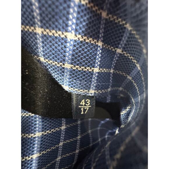 Canali Men's Blue & White Checkered Cotton Button-Down Shirt Size 43/17 Italy - Picture 4 of 8